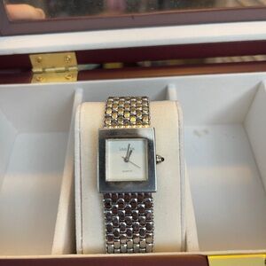 Silver-Tone Women's Square Dial Bracelet Watch